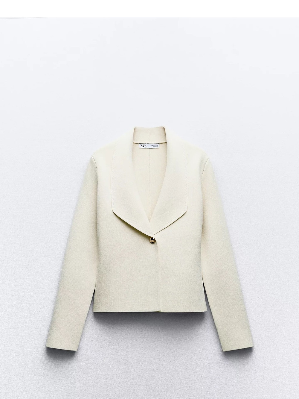 Zara Off-White Shawl Collar Single-Button Blazer